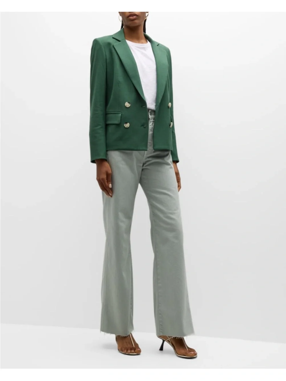 Veronica Beard Kona Dickey Jacket - Green Double-Breasted Blazer - Picture 2 of 5